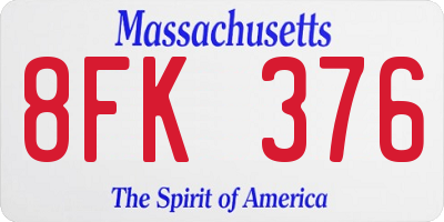 MA license plate 8FK376