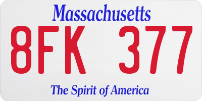 MA license plate 8FK377