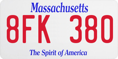 MA license plate 8FK380