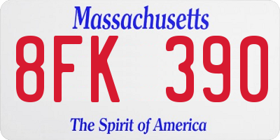 MA license plate 8FK390