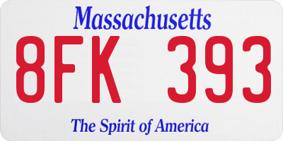 MA license plate 8FK393