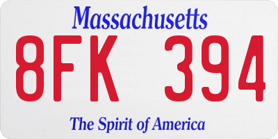 MA license plate 8FK394