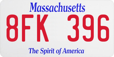 MA license plate 8FK396