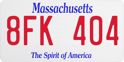 MA license plate 8FK404