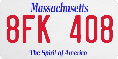 MA license plate 8FK408
