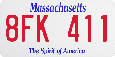 MA license plate 8FK411