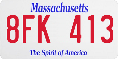 MA license plate 8FK413