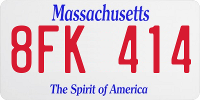 MA license plate 8FK414
