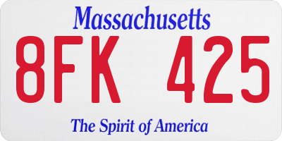 MA license plate 8FK425