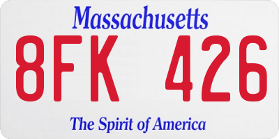 MA license plate 8FK426