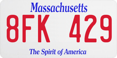 MA license plate 8FK429