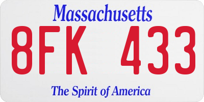 MA license plate 8FK433