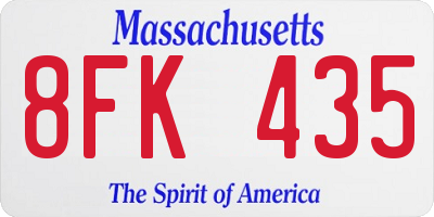 MA license plate 8FK435