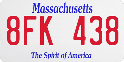 MA license plate 8FK438