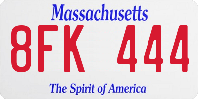 MA license plate 8FK444