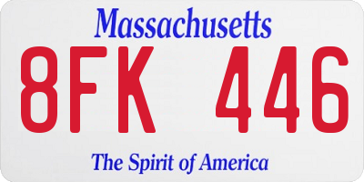 MA license plate 8FK446