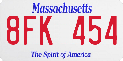MA license plate 8FK454