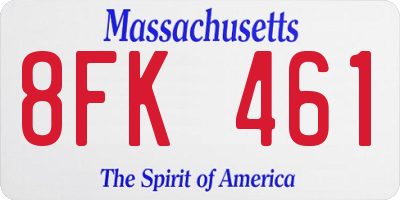 MA license plate 8FK461