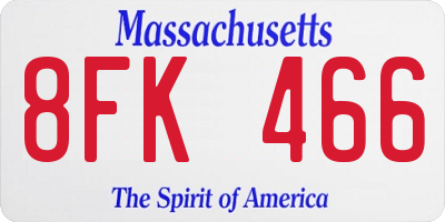MA license plate 8FK466