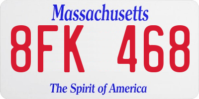 MA license plate 8FK468
