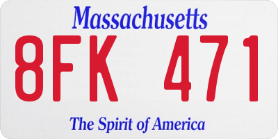MA license plate 8FK471