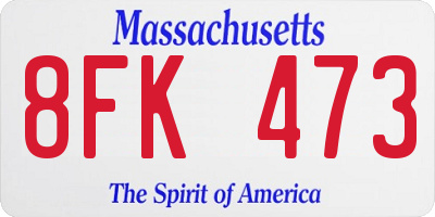 MA license plate 8FK473
