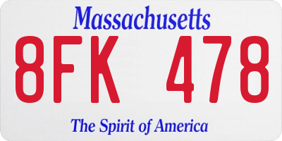 MA license plate 8FK478
