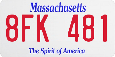 MA license plate 8FK481