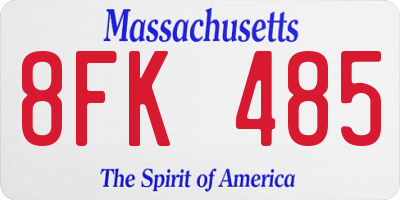 MA license plate 8FK485