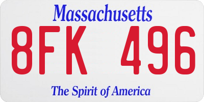 MA license plate 8FK496