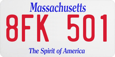 MA license plate 8FK501