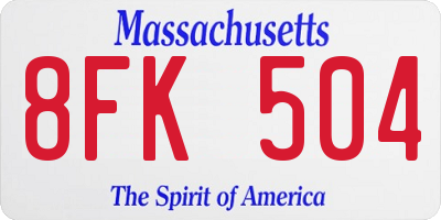 MA license plate 8FK504