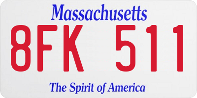 MA license plate 8FK511