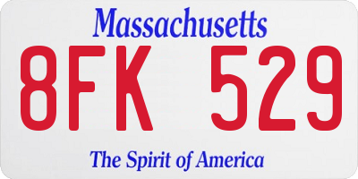 MA license plate 8FK529