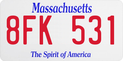 MA license plate 8FK531