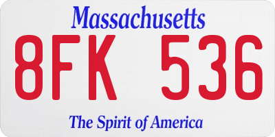 MA license plate 8FK536