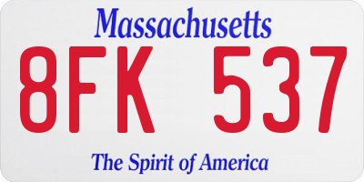 MA license plate 8FK537