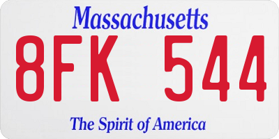 MA license plate 8FK544