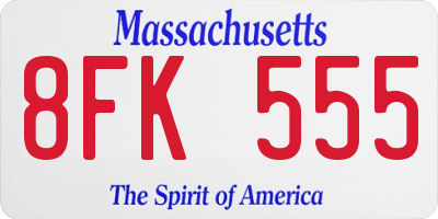 MA license plate 8FK555