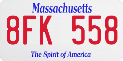MA license plate 8FK558