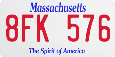 MA license plate 8FK576