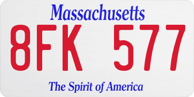 MA license plate 8FK577