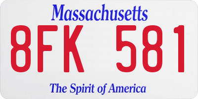 MA license plate 8FK581
