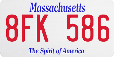 MA license plate 8FK586
