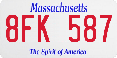 MA license plate 8FK587