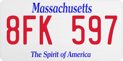MA license plate 8FK597