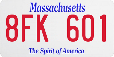 MA license plate 8FK601