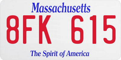 MA license plate 8FK615