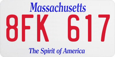MA license plate 8FK617