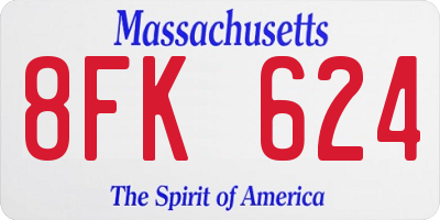 MA license plate 8FK624